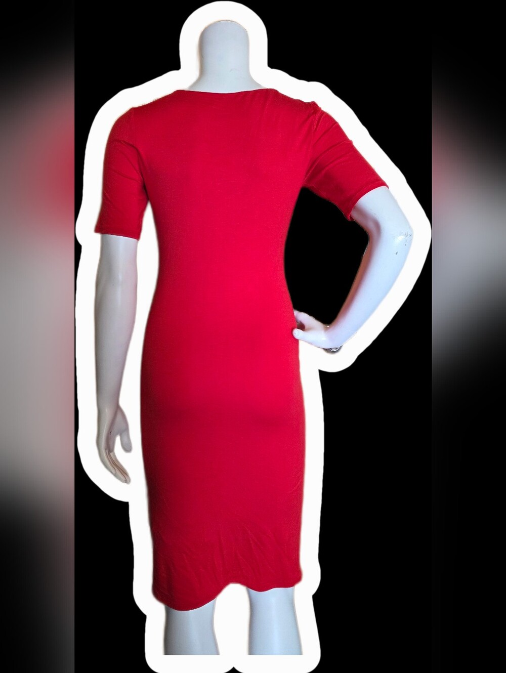 Velvet Torch Red Midi Bodycon Dress - Picture 2 of 2